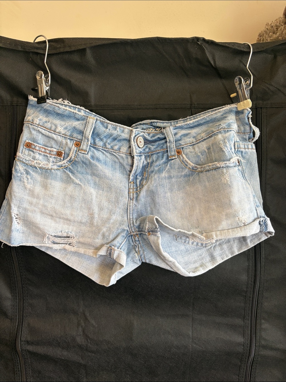 Vintage American Eagle Outfitters Light Blue Distressed Denim Cutoff Shorts